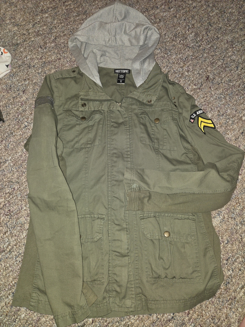 Hot Topic Olive Green Hooded Utility Jacket